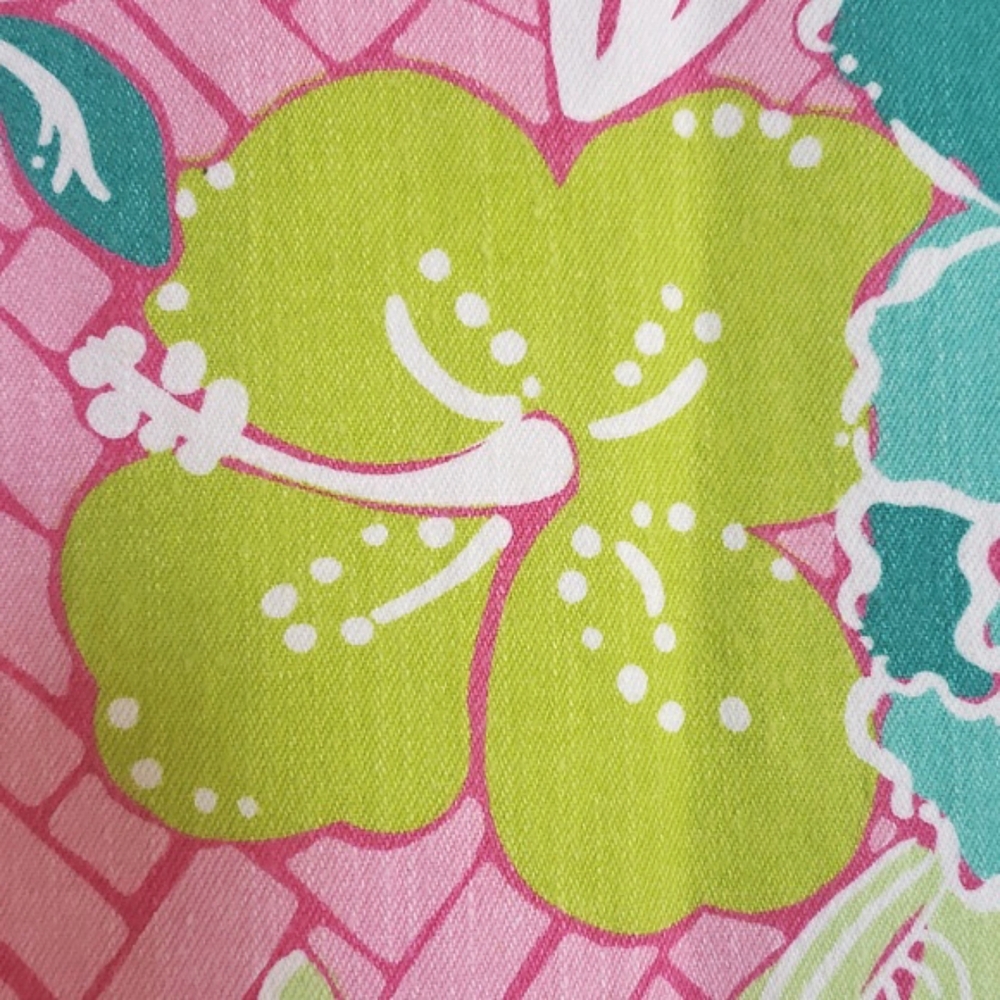 Handmade Pink & Green Tropical Floral Pencil Skirt | Summer Resort Medium - Picture 8 of 10